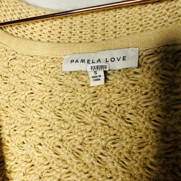 Pamela Love Beige Off-White Knit Fisherman Button Front Sweater Size Small - Picture 4 of 10